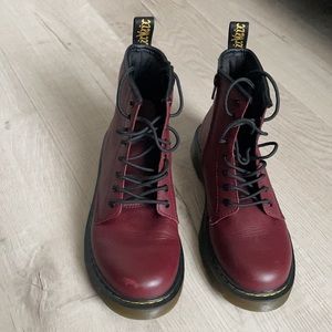 DR. MARTENS  1460 Airwair Bouncing Sole Burgundy Leather Combat Boots
